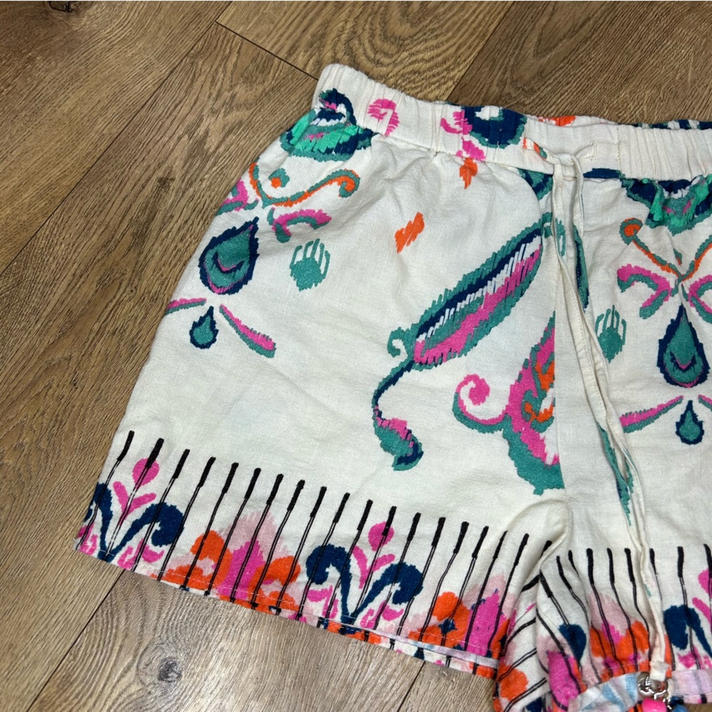 ZARA white with pink and turq detail shorts - Size M - Picture 2 of 6